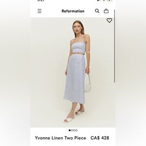 Reformation two piece gingham linen set